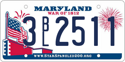 MD license plate 3BL2511