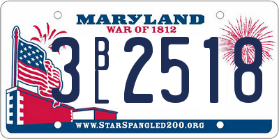 MD license plate 3BL2518