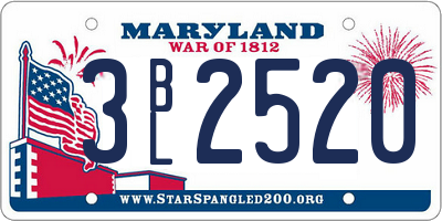 MD license plate 3BL2520