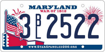 MD license plate 3BL2522