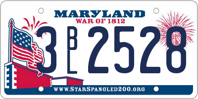 MD license plate 3BL2528