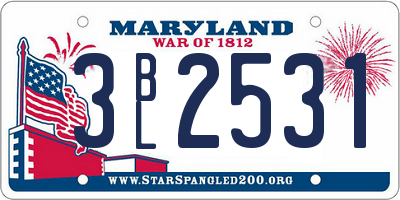 MD license plate 3BL2531