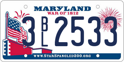 MD license plate 3BL2533