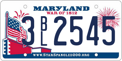 MD license plate 3BL2545
