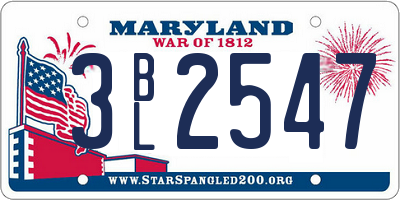 MD license plate 3BL2547