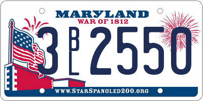 MD license plate 3BL2550