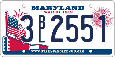 MD license plate 3BL2551