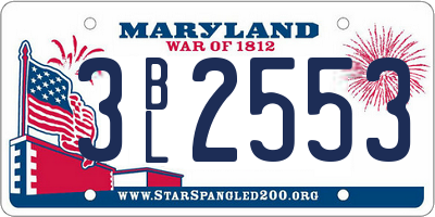 MD license plate 3BL2553