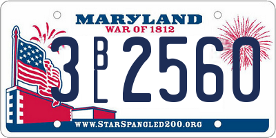 MD license plate 3BL2560