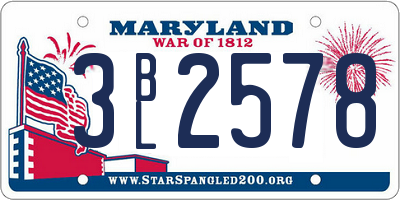 MD license plate 3BL2578