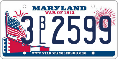 MD license plate 3BL2599