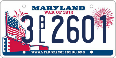 MD license plate 3BL2601