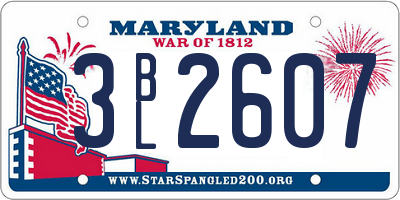 MD license plate 3BL2607