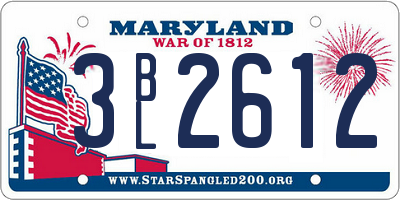 MD license plate 3BL2612