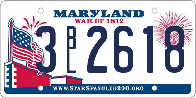 MD license plate 3BL2618