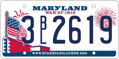 MD license plate 3BL2619