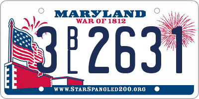 MD license plate 3BL2631