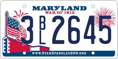 MD license plate 3BL2645