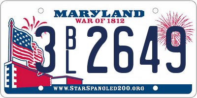 MD license plate 3BL2649