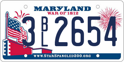 MD license plate 3BL2654