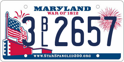 MD license plate 3BL2657