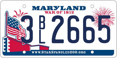 MD license plate 3BL2665