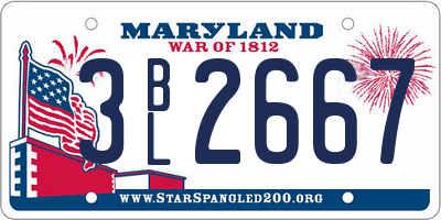 MD license plate 3BL2667