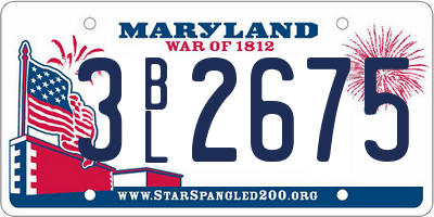 MD license plate 3BL2675