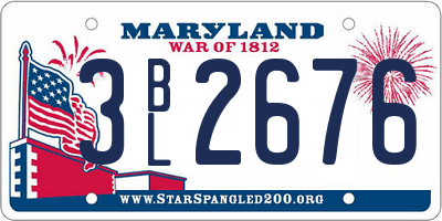MD license plate 3BL2676