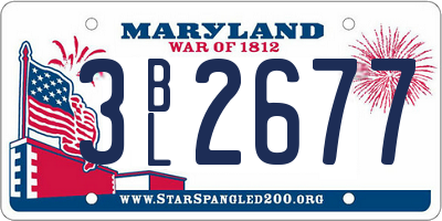 MD license plate 3BL2677