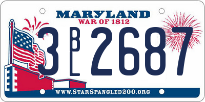 MD license plate 3BL2687