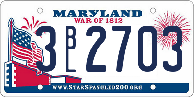 MD license plate 3BL2703