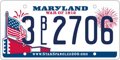 MD license plate 3BL2706