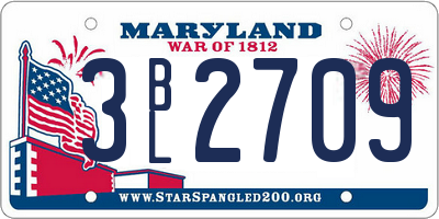 MD license plate 3BL2709