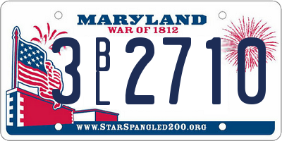 MD license plate 3BL2710