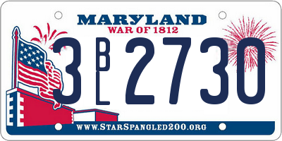 MD license plate 3BL2730