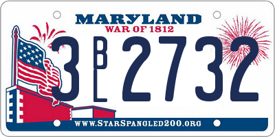 MD license plate 3BL2732
