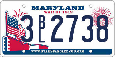 MD license plate 3BL2738