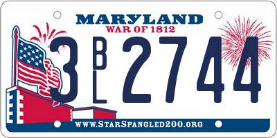 MD license plate 3BL2744