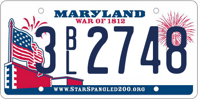 MD license plate 3BL2748