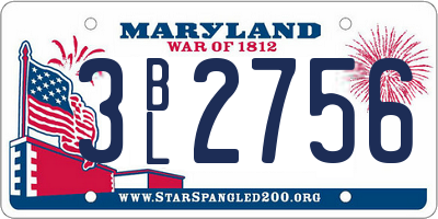 MD license plate 3BL2756