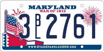 MD license plate 3BL2761