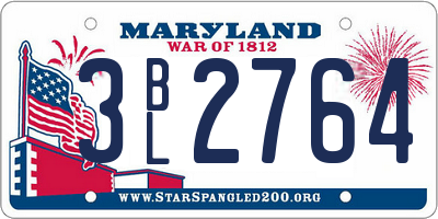 MD license plate 3BL2764