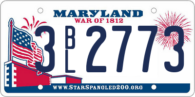 MD license plate 3BL2773