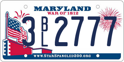 MD license plate 3BL2777