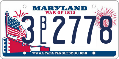 MD license plate 3BL2778