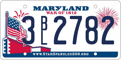 MD license plate 3BL2782