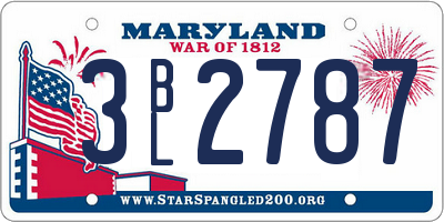 MD license plate 3BL2787
