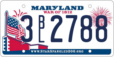 MD license plate 3BL2788