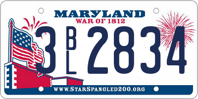 MD license plate 3BL2834